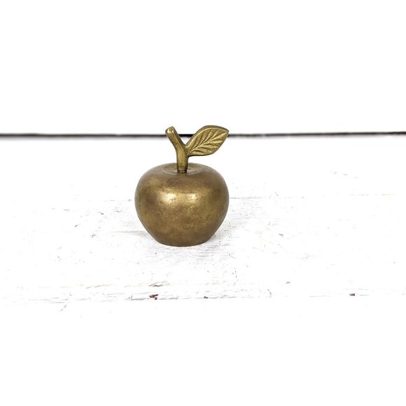 Vintage 1970's Brass Apple Bell Teacher 3 Inches Tall - Picture 1 of 5